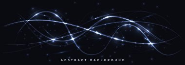 Karanlık teknoloji vektörü soyut arka plan, şeffaf ışık çizgileri ve parlak noktalar. Fütürist Fen Teknolojisi afişi. Vektör illüstrasyonu