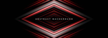 Siyah ve kırmızı soyut arkaplan ve 3D eşkenar dörtgen etkisi. Çerçeve kenarlı lüks, zarif bir afiş. Vektör illüstrasyonu