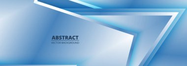 Oku şekilli, soyut, geniş, 3 boyutlu mavi afiş arkaplanı. Vektör illüstrasyonu