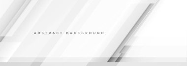 Beyaz ve gri soyut modern teknoloji afiş tasarımı. Yumuşak gri geniş geometrik yüksek teknoloji soyut arka plan. Vektör illüstrasyonu