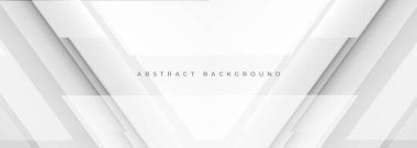 Beyaz ve yumuşak gri geniş üç boyutlu geometrik soyut arkaplan. Beyaz soyut modern teknoloji afiş tasarımı. Vektör illüstrasyonu