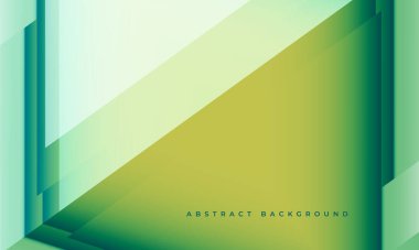 Soyut yeşil ve sarı modern arka plan. Geometrik şekilli ve çerçeveli üç boyutlu teknoloji arka planı. Vektör illüstrasyonu