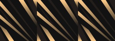 Siyah soyut, geniş, parlak çizgileri ve şekilleri olan yatay bir pankart. Karanlık modern lüks parlak fütüristik yatay soyut arka plan. Geniş vektör illüstrasyonu EPS10.