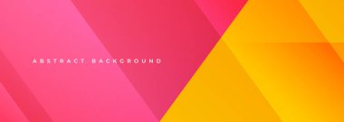 Pembe ve sarı, geometrik şekilli geniş ve soyut afiş. Parlak sarı ve kırmızı soyut bir arka plan. Vektör illüstrasyonu