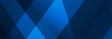 Mavi, soyut, geometrik şekilli geniş afiş. Koyu mavi soyut arka plan. Vektör illüstrasyonu