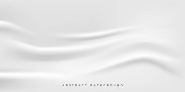 Düz beyaz kumaş. Tekstil ve kırışık kumaşlı beyaz soyut bir arkaplan. Vektör illüstrasyonu