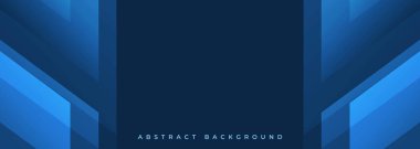 Çapraz geometrik şekilli mavi soyut geniş pankart. Koyu mavi renkli soyut arka plan. Vektör illüstrasyonu