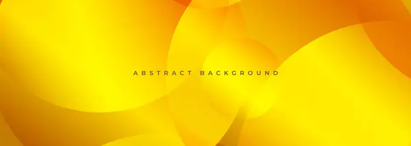 Yellow Modern Abstract Wide Banner Circles Geometric Curve Shapes Orange — Stockvektor