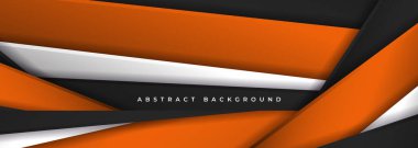 Üç boyutlu turuncu, siyah ve beyaz geometrik şekilli vektör soyut spor afişi. Vektör illüstrasyonu