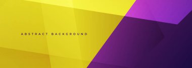 Yellow and purple modern abstract wide banner with geometric shapes. Dark violet and yellow abstract background. Vector illustration