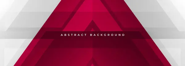 Branco Vermelho Moderno Banner Abstrato Largo Com Formas Geométricas Tecnologia — Vetor de Stock