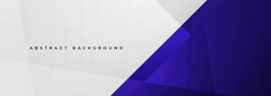 Geometrik şekilli beyaz ve mavi soyut geniş pankart. Koyu mavi ve beyaz soyut arka plan. Vektör illüstrasyonu