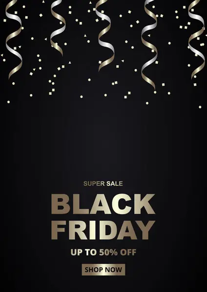 Black Friday Luxury Gold Black Vertical Sale Banner Template Golden — Stock Vector