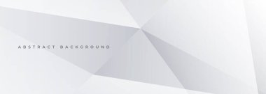 Gri, modern, geometrik şekilli geniş afiş. Yumuşak gri 3d soyut arkaplan. Vektör illüstrasyonu