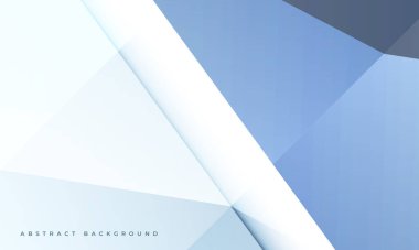 Beyaz ve açık mavi renkli soyut arkaplan ve üç boyutlu çokgen şekiller. Vektör illüstrasyonu