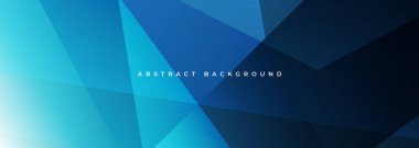 Mavi, soyut, geometrik şekilli geniş afiş. Koyu mavi soyut arka plan. Vektör illüstrasyonu