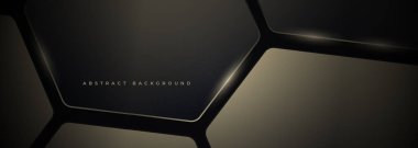 Zarif altıgen siyah ve altın renkli bal peteği soyut arka plan. Vektör illüstrasyonu geniş afişi