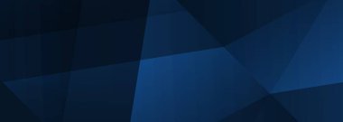 Mavi, soyut, geometrik şekilli geniş afiş. Koyu mavi soyut arka plan. Vektör illüstrasyonu