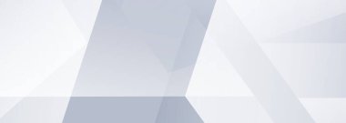 Geometrik şekilli, beyaz, modern, geniş afiş. Yumuşak gri soyut arkaplan. Vektör illüstrasyonu