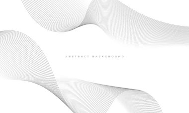 Gri dalgalı çizgileri olan soyut beyaz arkaplan. Dalga çizgileri olan vektör illüstrasyonu
