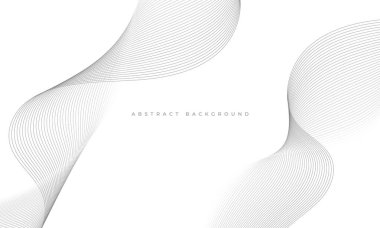 Siyah dalgalı çizgileri olan soyut beyaz arkaplan. Gri dalga çizgileri olan vektör illüstrasyonu