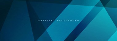 Mavi, soyut, geometrik şekilli geniş afiş. Koyu mavi soyut arka plan. Vektör illüstrasyonu