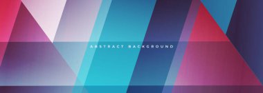 Mavi ve kırmızı, geometrik şekilli soyut geniş pankart. Renkli soyut arka plan. Vektör illüstrasyonu