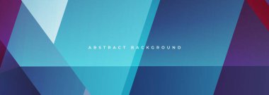 Mavi ve kırmızı, geometrik şekilli soyut geniş pankart. Renkli soyut arka plan. Vektör illüstrasyonu