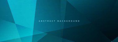 Mavi, soyut, geometrik şekilli geniş afiş. Koyu mavi soyut arka plan. Vektör illüstrasyonu