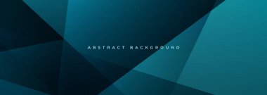 Mavi, soyut, geometrik şekilli geniş afiş. Koyu mavi soyut arka plan. Vektör illüstrasyonu