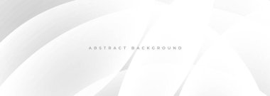 Kıvrımlı ve dairesel şekilli beyaz, modern bir arka plan. Sunum, yıllık rapor, duvar kağıdı veya kapak için vektör illüstrasyonu geniş grafik tasarım şablonu.