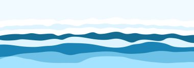 Deniz ya da okyanus dalgaları. Mavi katmanlı vektör arka planı. Vektör illüstrasyonu geniş desen