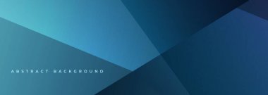 Mavi, soyut, geometrik şekilli geniş afiş. Koyu mavi soyut arka plan. Vektör illüstrasyonu