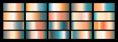 Mavi ve turuncu gradyan seti. Zarif, parlak ve parlak geçmişe dönük doku koleksiyonu.
