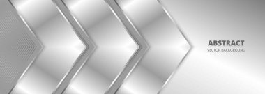 Geniş, lüks, soyut arka plan, gümüş eğimli üçgen çizgiler, oklar ve gölgeler. Açıları olan modern metalik bir afiş. Fütürist geometrik vektör soyut arkaplan.