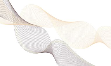 Soyut fütüristik teknolojiye sahip şeffaf beyaz arkaplan izole edilmiş kahverengi ve sarı dalgalı çizgiler.