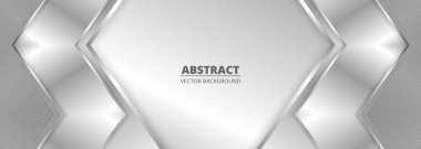 Geniş, lüks, soyut arka plan, gümüş eğimli çizgiler, üçgen oklar ve gölgeler. Modern ışık rengi geniş metalik afiş ve açılar. Fütürist geometrik vektör soyut arkaplan.