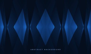 Geometrik dinamik parlayan üçgen şekilli soyut mavi arkaplan. Modern moda iş, şirket, broşür, pankart, kapak ya da poster için koyu mavi zemin. Vektör illüstrasyonu