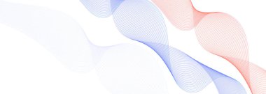 Soyut fütüristik teknolojiye sahip şeffaf beyaz arkaplan mavi ve kırmızı dalgalı çizgiler.