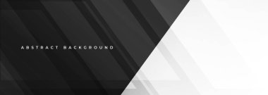 Siyah ve beyaz, geometrik şekilli soyut arka plan. Vektör illüstrasyonu geniş afişi