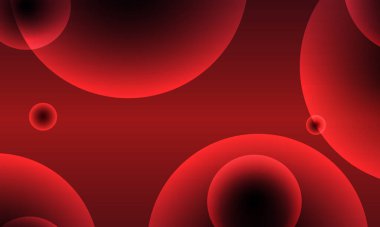 Kırmızı soyut modern geometrik arka plan ve daireler. Renk ayrımı minimalist kompozisyonu ve mermiler..