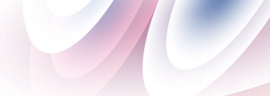 Beyaz, kırmızı ve mavi daireler ve dairesel şekillerle soyut modern geniş arka plan. Vektör illüstrasyonu