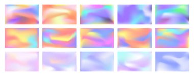 Renk gradyan arkaplan vektörü seti. Çok renkli desen koleksiyonu. Pastel rengi bulanık arkaplan.