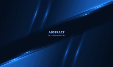 Koyu mavi soyut zemin, geometrik dinamik parlayan köşegen çizgileri var. Vektör soyut arkaplanı.