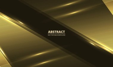 Siyah ve altın soyut arkaplan geometrik dinamik parlak altın köşegen çizgileri. Vektör illüstrasyonu