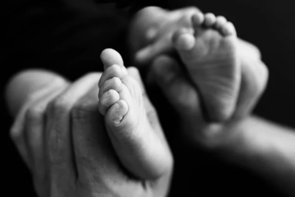Baby Feet Mother Hands Mom Her Child Happy Family Concept — Stock Photo, Image