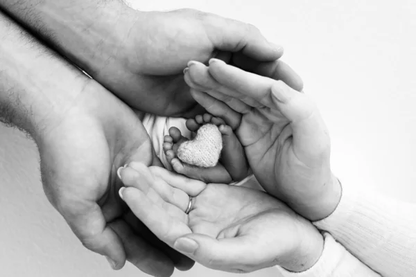 Barnens Ben Händerna Mor Far Föräldrar Fötter Liten Nyfödd Nära — Stockfoto
