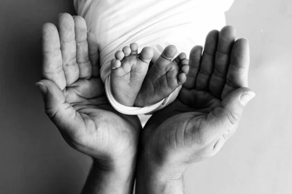 Zwart Wit Tint Mooie Vorm Handen Van Moeder Houd Kleine — Stockfoto