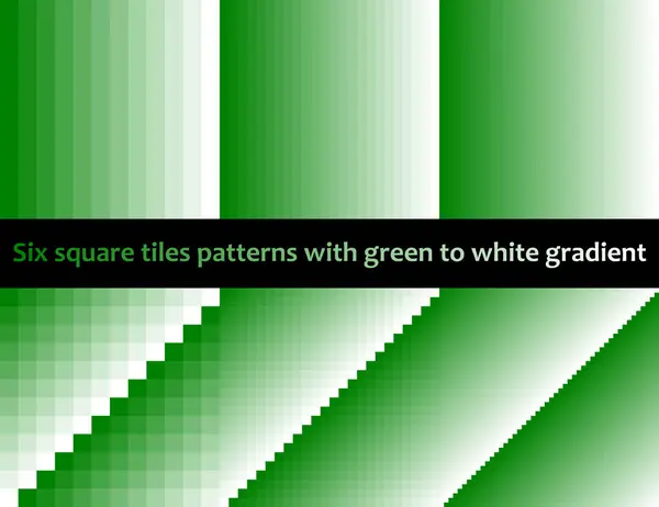 Yeşilden beyaza kare karolar, pürüzsüz vektör deseni, monokromatik, altılı koleksiyon, ağ, arkaplan, poster, pankart için