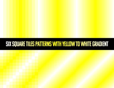 Kare karolarda sarıdan beyaz renge, pürüzsüz vektör deseni, monokromatik, altılı koleksiyon, ağ, arkaplan, poster, pankart için